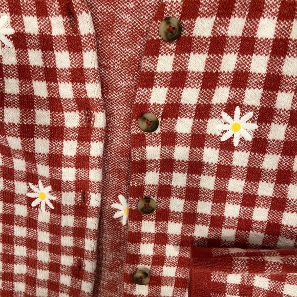 Madewell Daisy Embroidered Gingham Cardigan Sweater - Picture 4 of 5